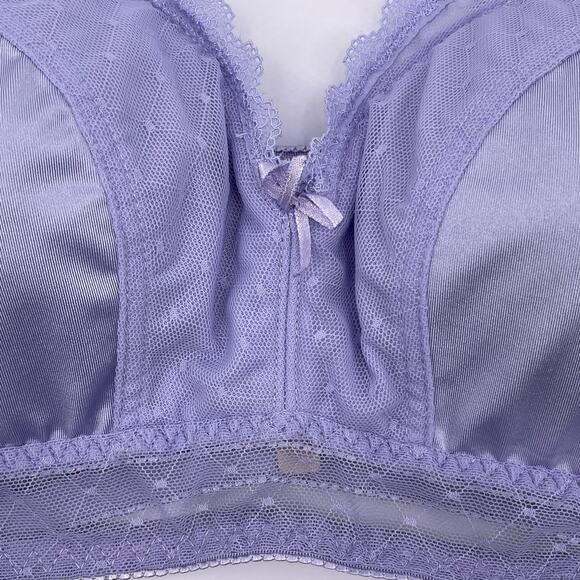 Rhonda Shear Sz M Wireless Bra Pull Over Purple Retro Pin Up Removable Pads #676 - Picture 12 of 12